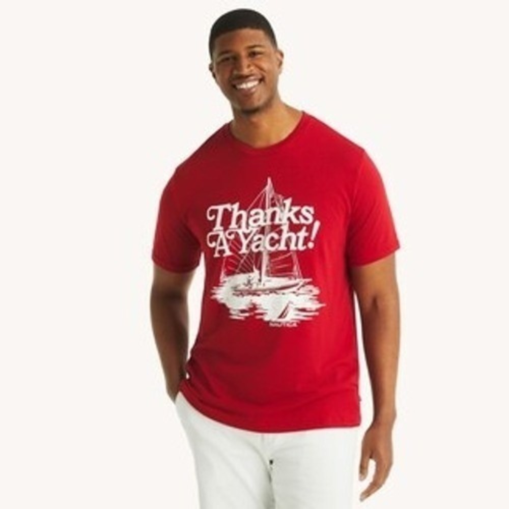 Nautica Mens Thanks A Yacht Graphic T-Shirt Naut Red XXL V48118 New